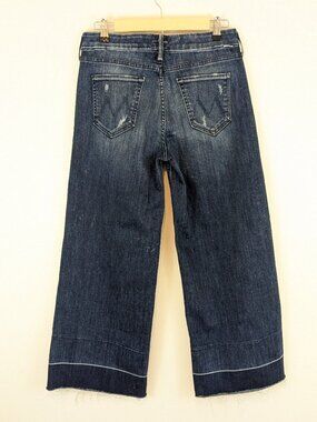 MOTHER Roller Crop Undone Jean With Wide Hem, Dark Graffiti